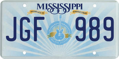 MS license plate JGF989