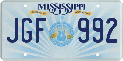 MS license plate JGF992