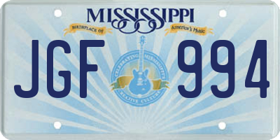 MS license plate JGF994