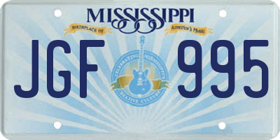 MS license plate JGF995