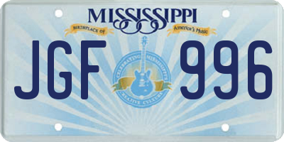 MS license plate JGF996