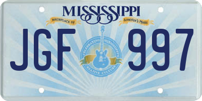 MS license plate JGF997