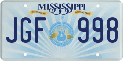 MS license plate JGF998