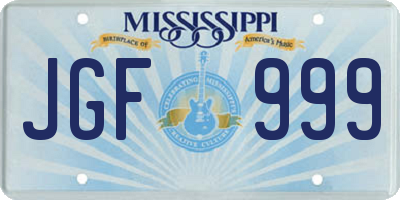 MS license plate JGF999