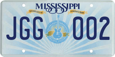 MS license plate JGG002