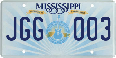 MS license plate JGG003