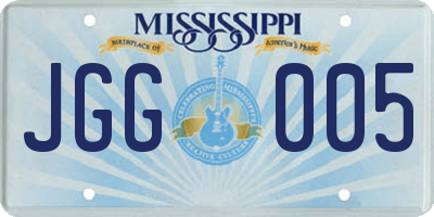 MS license plate JGG005