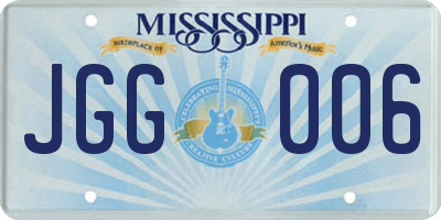 MS license plate JGG006