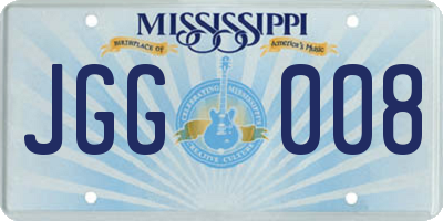 MS license plate JGG008