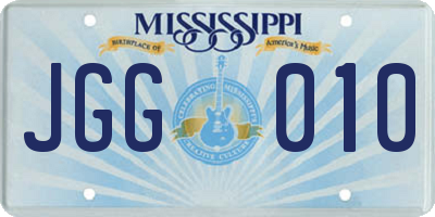MS license plate JGG010