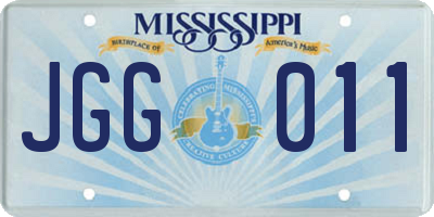 MS license plate JGG011