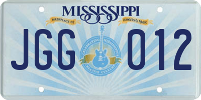 MS license plate JGG012
