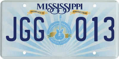 MS license plate JGG013