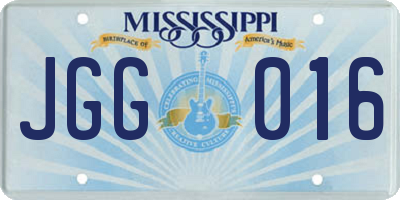MS license plate JGG016