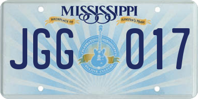 MS license plate JGG017