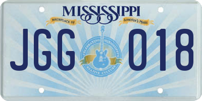 MS license plate JGG018