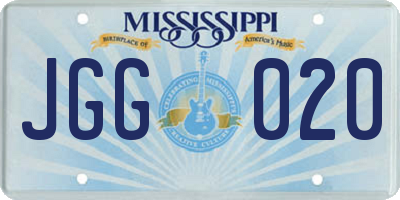 MS license plate JGG020