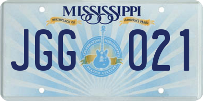 MS license plate JGG021