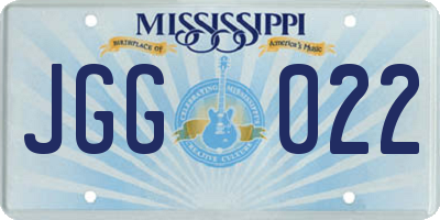 MS license plate JGG022