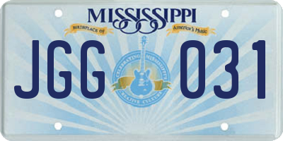 MS license plate JGG031