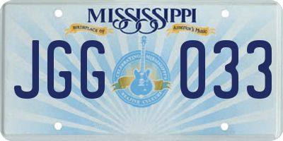 MS license plate JGG033