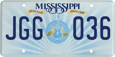 MS license plate JGG036