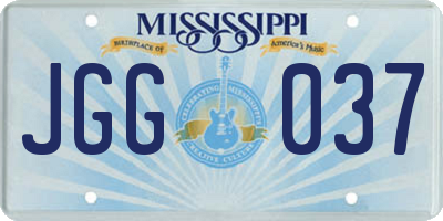 MS license plate JGG037