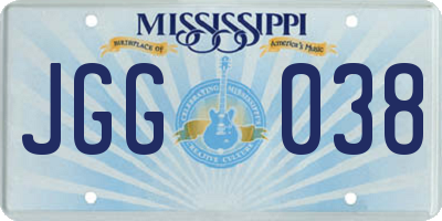 MS license plate JGG038