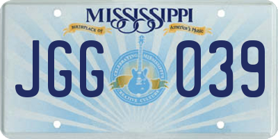 MS license plate JGG039