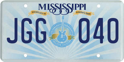 MS license plate JGG040