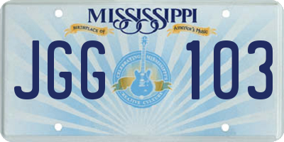 MS license plate JGG103