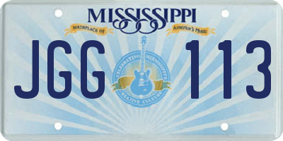 MS license plate JGG113