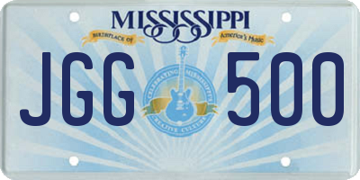 MS license plate JGG500