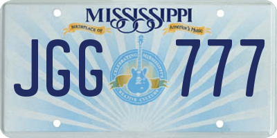 MS license plate JGG777