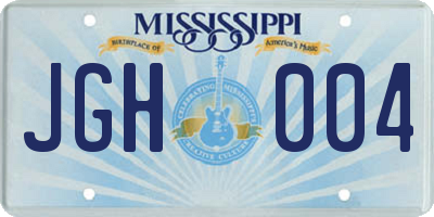 MS license plate JGH004