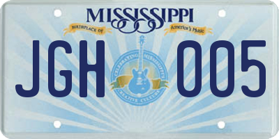 MS license plate JGH005