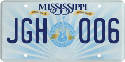 MS license plate JGH006