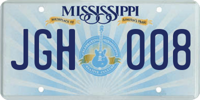 MS license plate JGH008