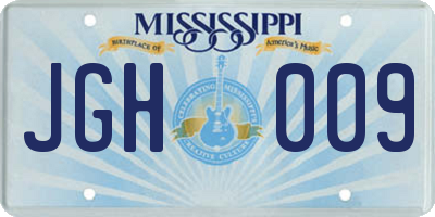 MS license plate JGH009