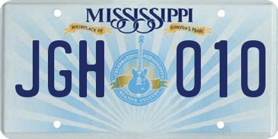 MS license plate JGH010