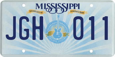 MS license plate JGH011