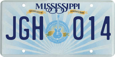 MS license plate JGH014