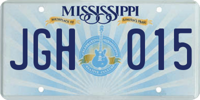 MS license plate JGH015