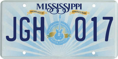 MS license plate JGH017