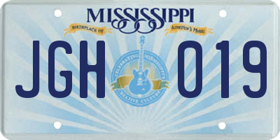 MS license plate JGH019