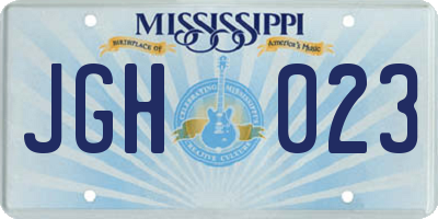 MS license plate JGH023