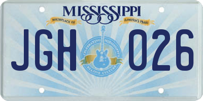MS license plate JGH026
