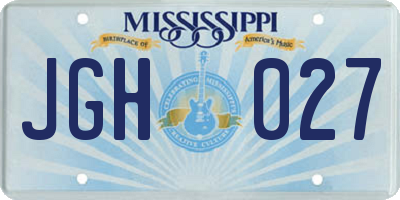 MS license plate JGH027