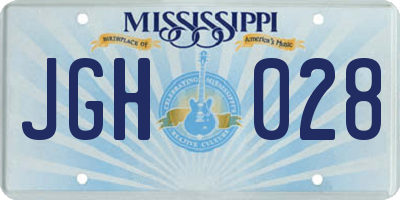 MS license plate JGH028