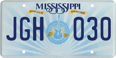MS license plate JGH030